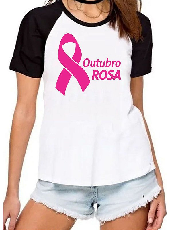 Camiseta feminina Outubro Rosa conscientização feminismo