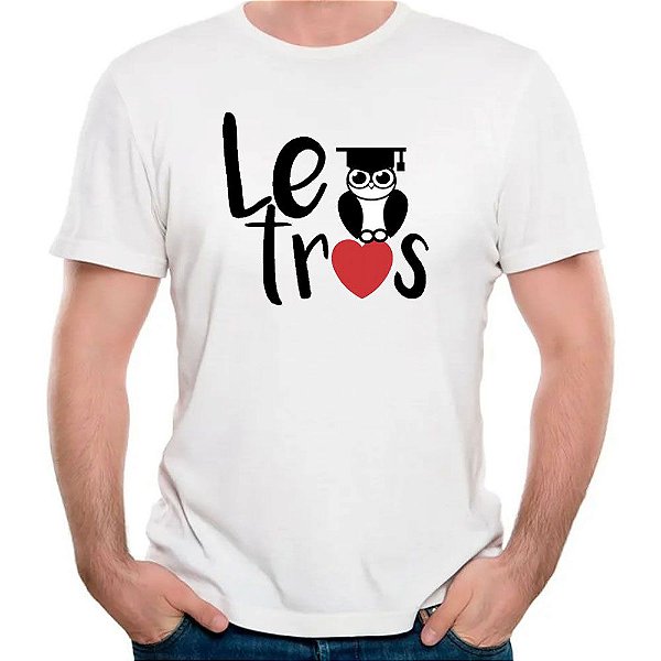 Camiseta masculina curso de letras camisa professor