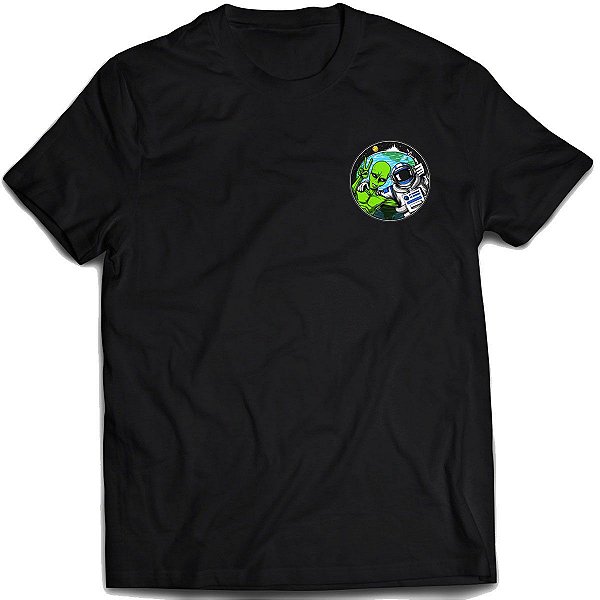 Camiseta e.t e astronauta selfie de bolso camisa divertida
