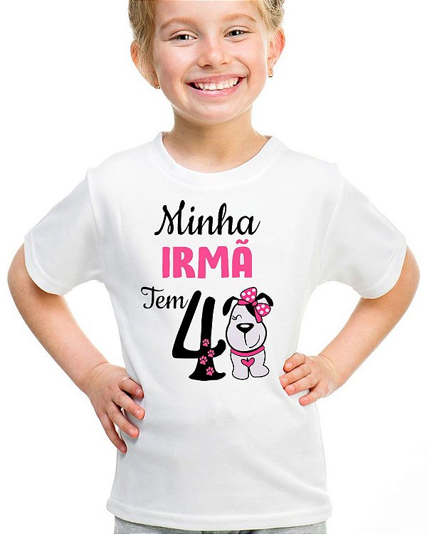 Camiseta infantil minha irmã tem quatro patas camisa dog pet