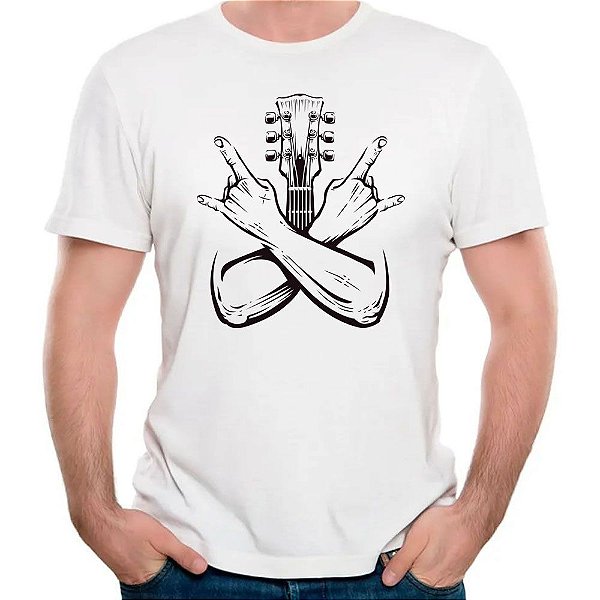 Camiseta violão rock n roll camisa rock música guitarra