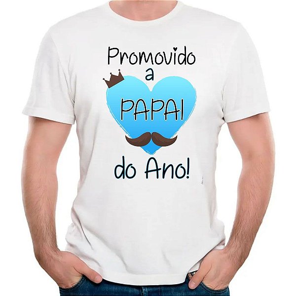 Camiseta promovido a papai do ano coração bigode camisa