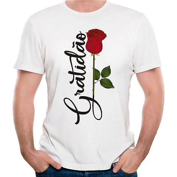 Camiseta grátidão seja grato camisa rosa flor