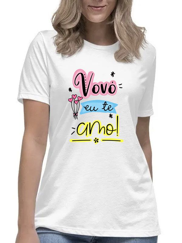 Camiseta feminina vovó eu te amo colorido avó blusa camisa