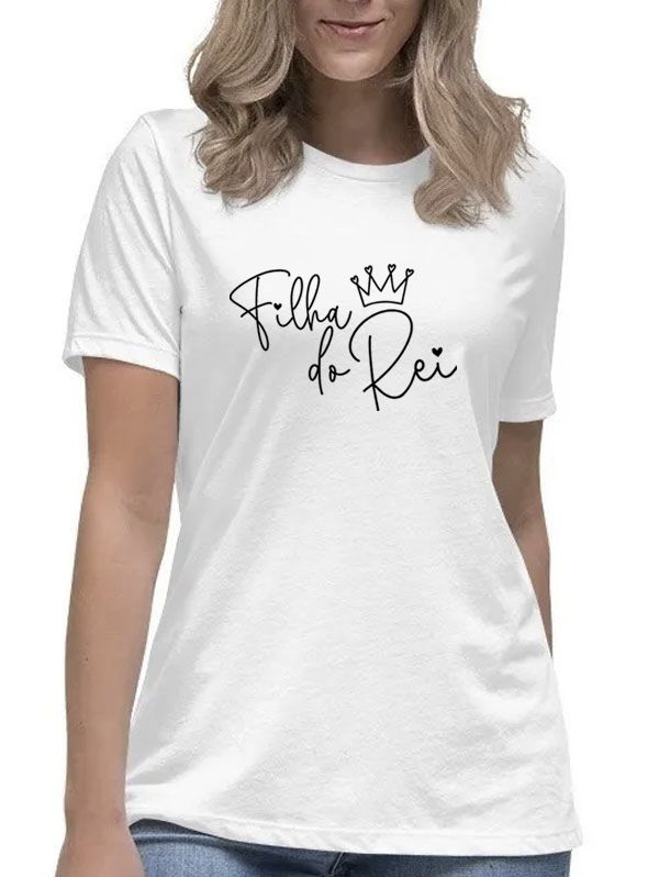 Camiseta feminina filha do rei blusa fé religião deus camisa