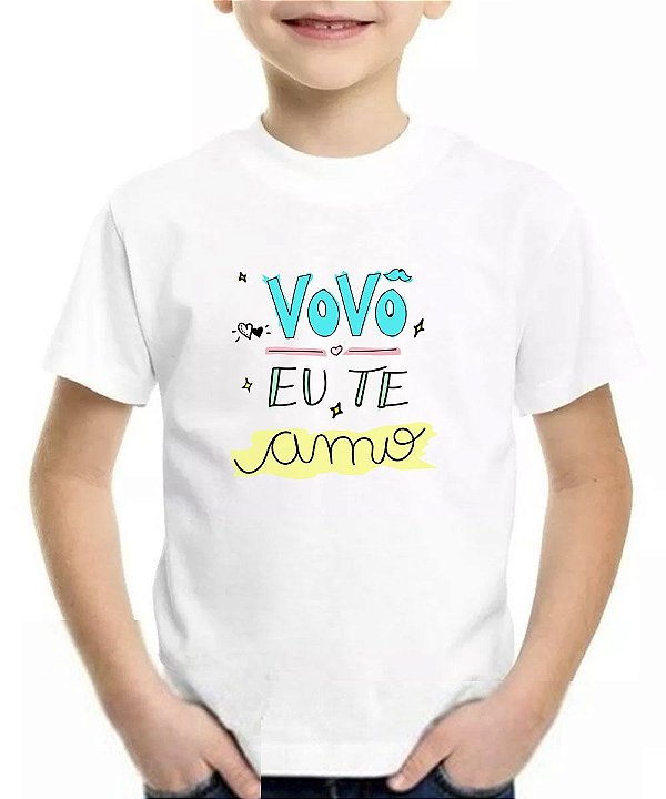 Camiseta infantil vovô eu te amo azul blusa presente camisa