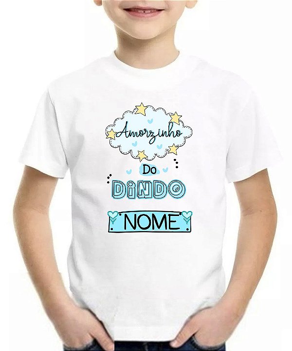 Camiseta infantil amorzinho do dindo com nome personalizado
