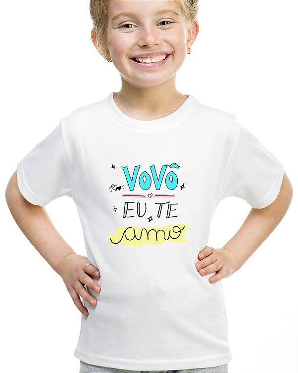 Camiseta infantil vovô eu te amo menina colorida blusa