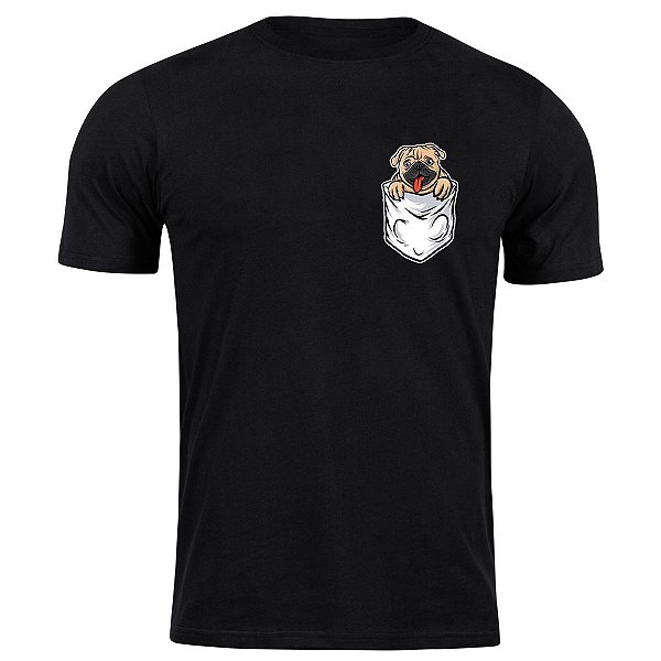 Camiseta algodão pug de bolso camisa pet dog animal blusa
