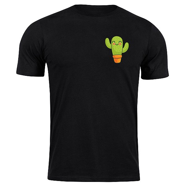 Camiseta algodão cacto de bolso fofo blusa camisa presente