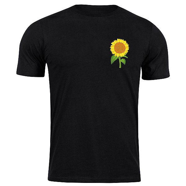 Camiseta algodão girassolzinho de bolso camisa planta blusa
