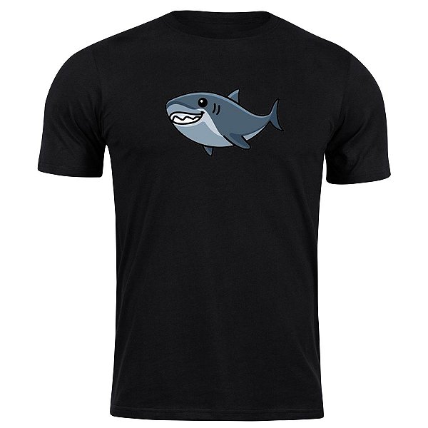 Camiseta algodão tubarão feliz camisa blusa divertido