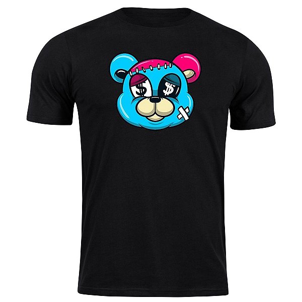 Camiseta algodão ursinho moda de rua street swag drip blusa