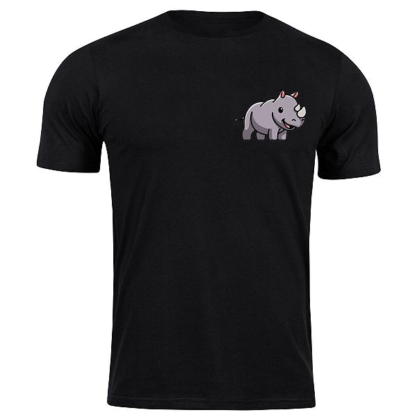 Camiseta algodão rinoceronte de bolso camisa blusa presente