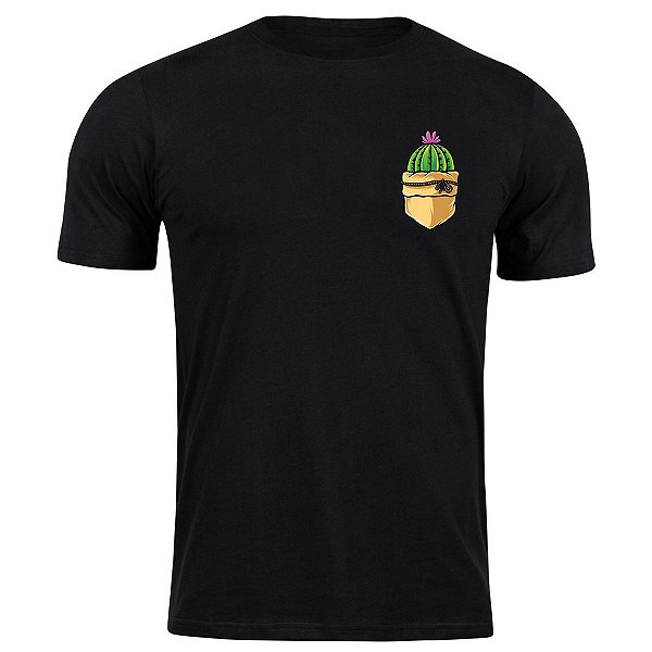 Camiseta algodão cacto bolinha de bolso camisa blusa planta