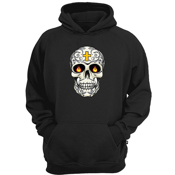Casaco moletom caveira mexicana cruz skull crosso swag drip