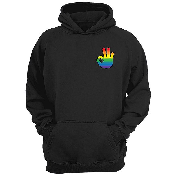 Casaco moletom joinha arco-iris okay hand mão pride month