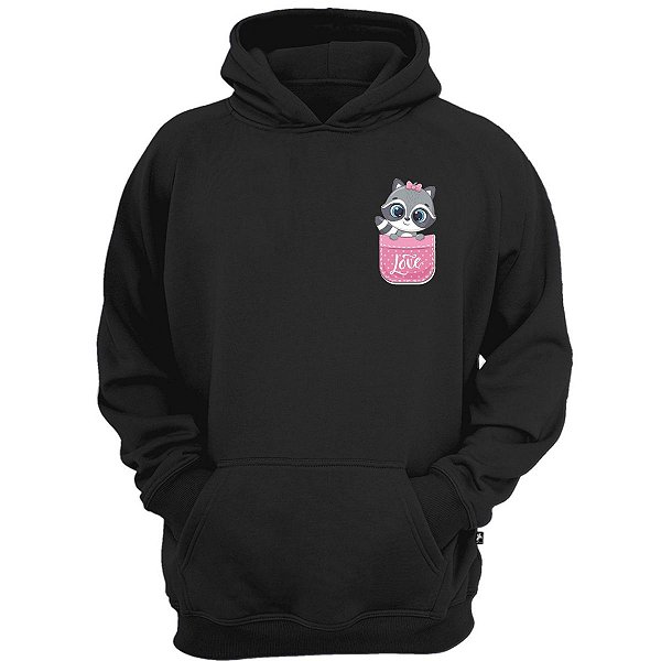Casaco moletom canguru guaxinim de bolso fofo blusa de frio