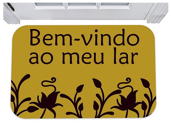 Capacho para entrada bem vindo ao meu lar tapete porta 40x60