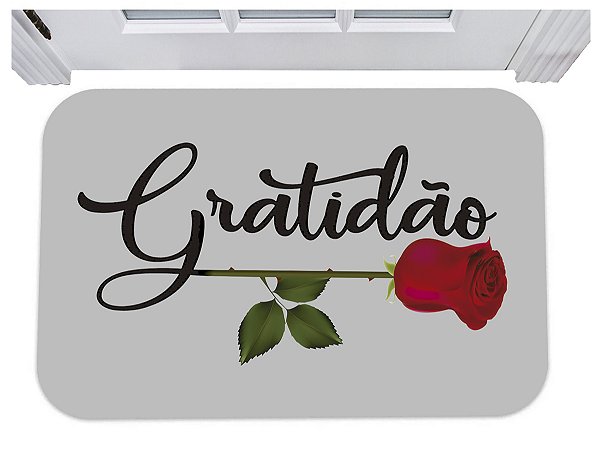 Capacho gratidão rosa flor tapete para porta 40x60