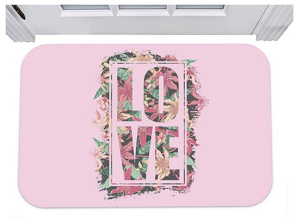 Capacho love floral flores natureza tapete para porta 40x60