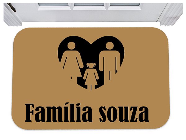Capacho tapete com nome da familia personalizado 40x60