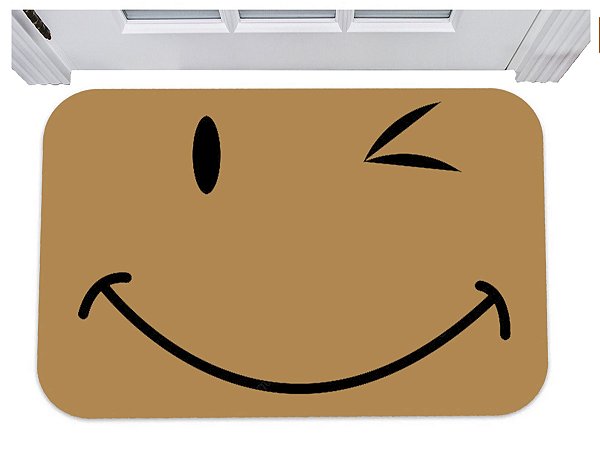 Capacho sorriso carinha feliz tapete divertido 40x60