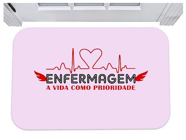 Capacho para porta enfermagem a vida como prioridade 40x60