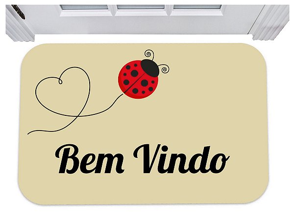Capacho bem vindo joaninha tapete para porta 40x60