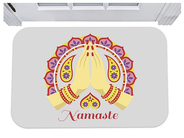 Capacho namaste meditação paz zen hindu tapete 40x60