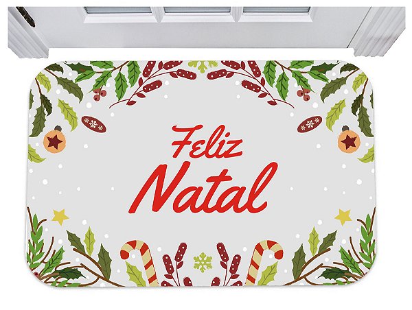 Capacho feliz natal neve festas tapete para porta 40x60