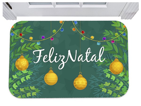 Capacho para entrada feliz natal arvore festas tapete 40x60