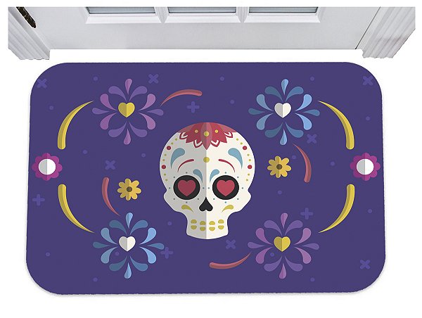 Capacho dia de los muertos caveira mexicana tapete de porta