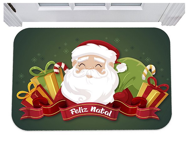Capacho para porta feliz natal papai noel tapete decorativo