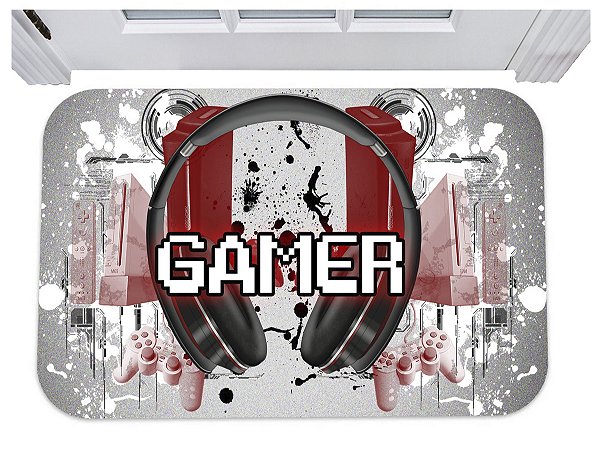 Capacho gamer geek nerda video game tapete decorativo 40x60