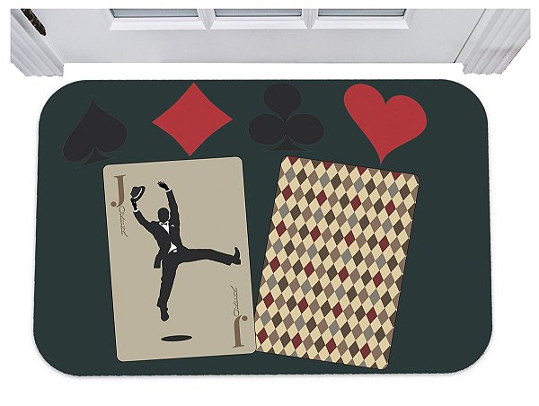 Capacho cartas poker naipes tapete para porta 40x60