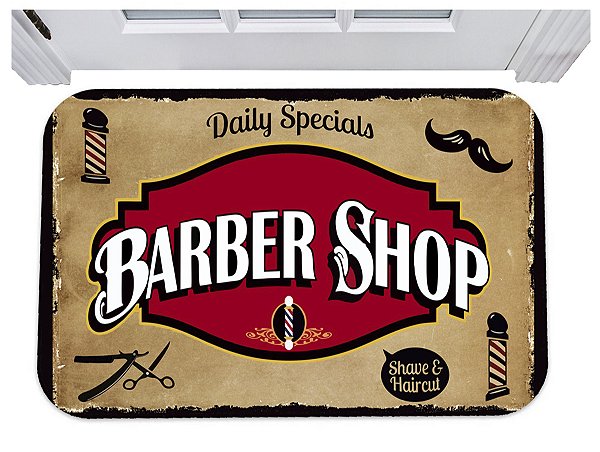 Capacho barber shop barbeiro tapete decorativo entrada