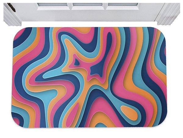 Capacho para porta colorido psicodélico tapete decoração