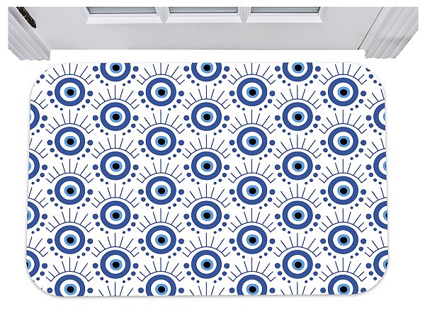 Capacho olho grego good vibes tapete decorativo 40x60