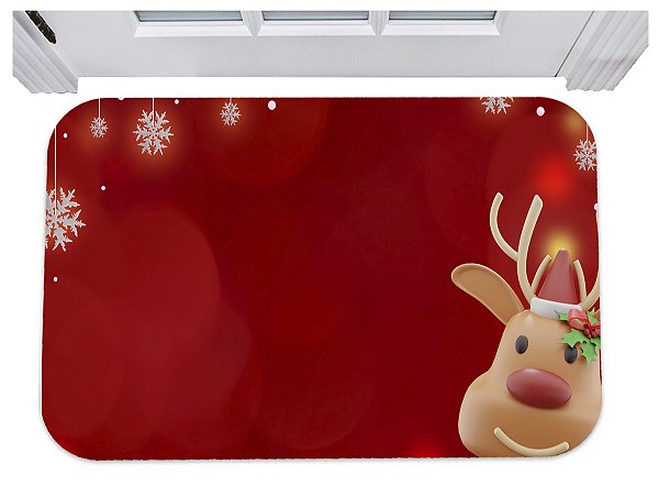 Capacho para porta rena natal decoração natalina tapete