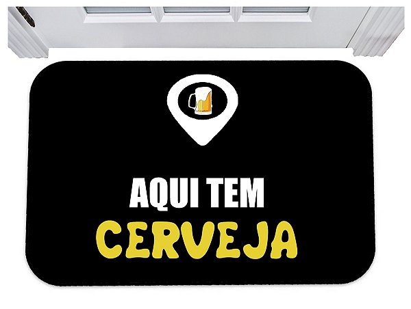 Capacho gps aqui tem cerveja tapete divertido 40x60