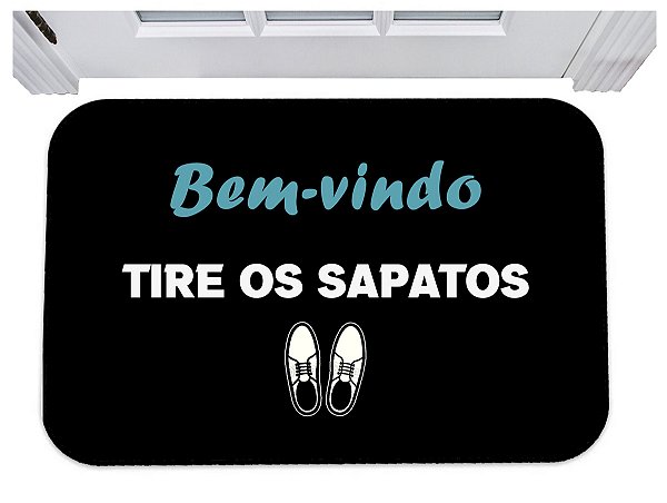 Capacho para porta bem vindo tire os sapatos tapete 40x60
