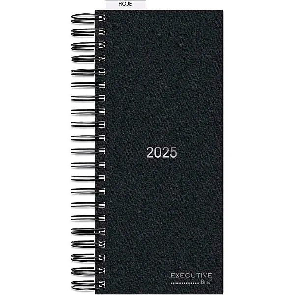agenda comercial 2025 brief case preta 11,9x 27,5 cm 194 folha pronta entrega