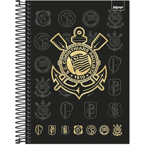 Caderno Universitário Capa Dura 10 matérias 160 Folhas Corinthians