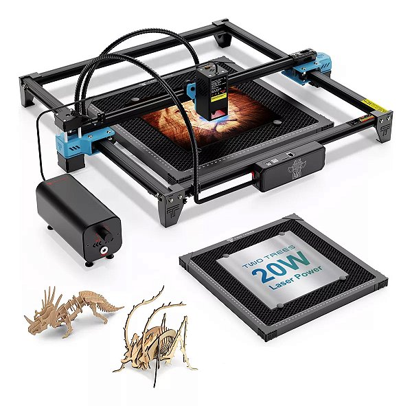 Kit Gravadora e corte Laser 20w Tts-20 Pro c/ compressor e Área de Trabalho 40x40cm