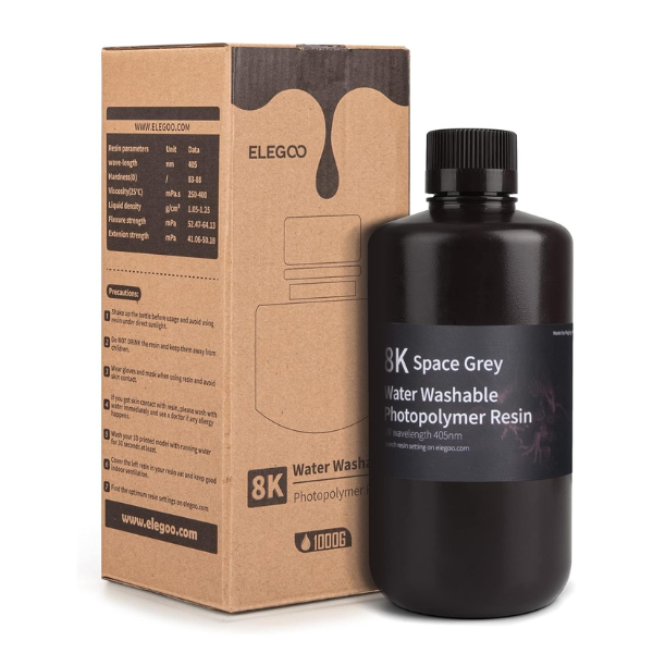 Resina Elegoo 8k Water Washable (Lavável em Água) 1Kg Cinza Espacial
