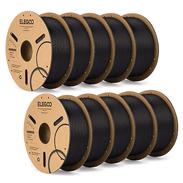 Caixa com 10 Filamentos Elegoo PLA-CF (Carbon) 1.75mm 1Kg