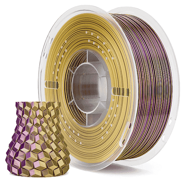 Filamento Elegoo PLA SILK 1.75mm 1Kg Amarelo Roxo