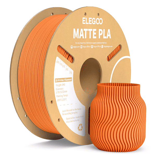Filamento Elegoo PLA MATTE 1.75mm 1Kg Laranja