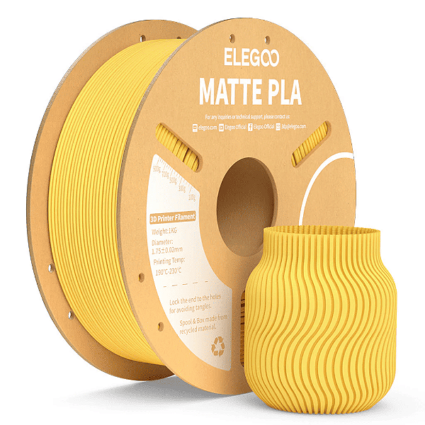 Filamento Elegoo PLA MATTE  1.75mm 1Kg Amarelo